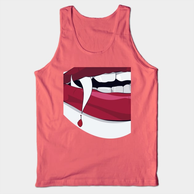 Dracula Halloween Fangs Vampire Lips Blood gifts ideas Tank Top by MIRgallery